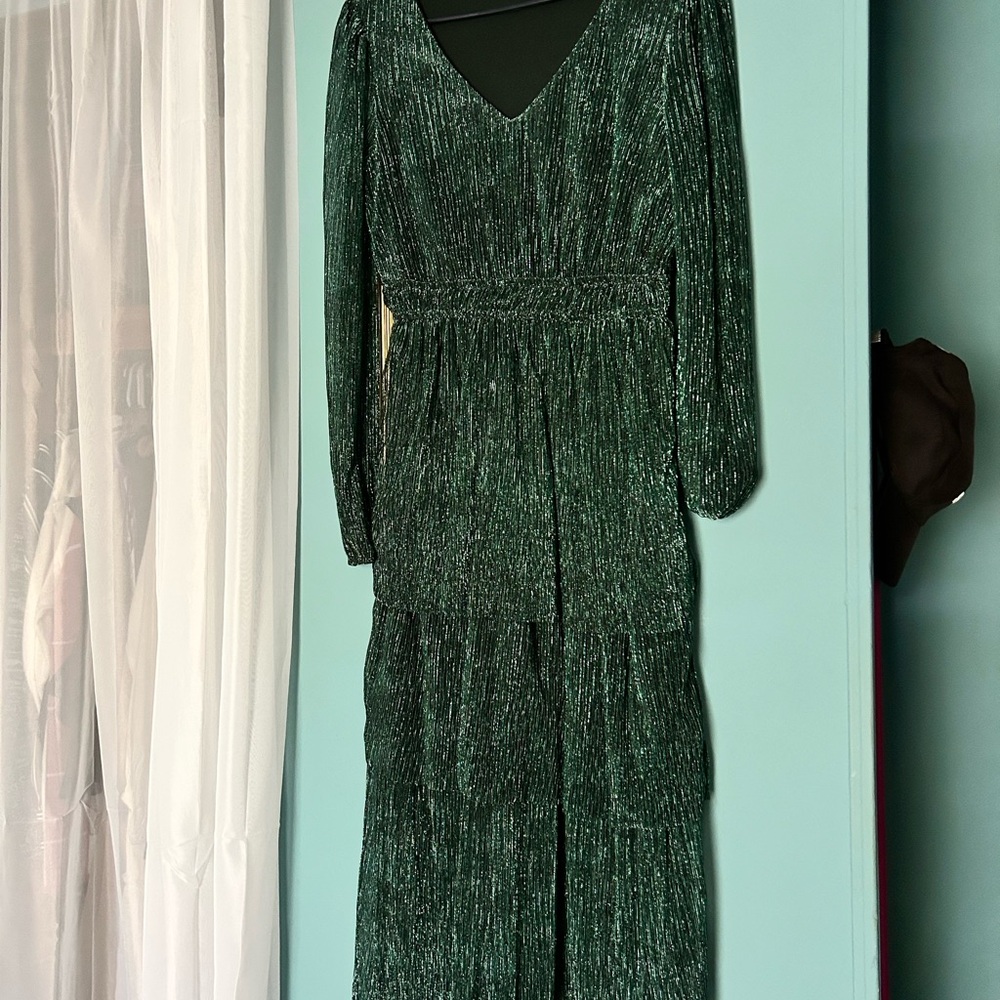 Maurices Green Pleated Tie Front Gown